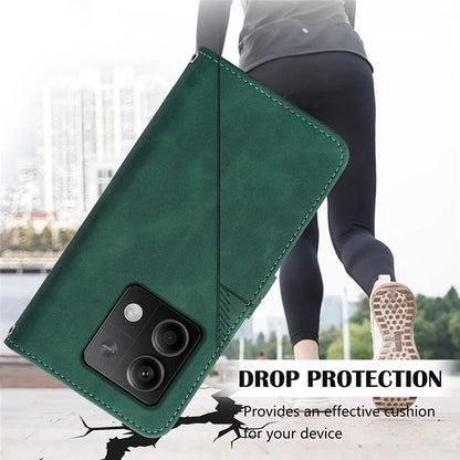 YB Imprinting Series-1 For Xiaomi Redmi Note 13 5G Case Line Pattern PU Leather Flip Phone Cover