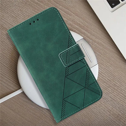 YB Imprinting Series-1 For Xiaomi Redmi Note 13 5G Case Line Pattern PU Leather Flip Phone Cover