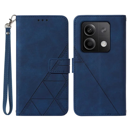 YB Imprinting Series-1 For Xiaomi Redmi Note 13 5G Case Line Pattern PU Leather Flip Phone Cover