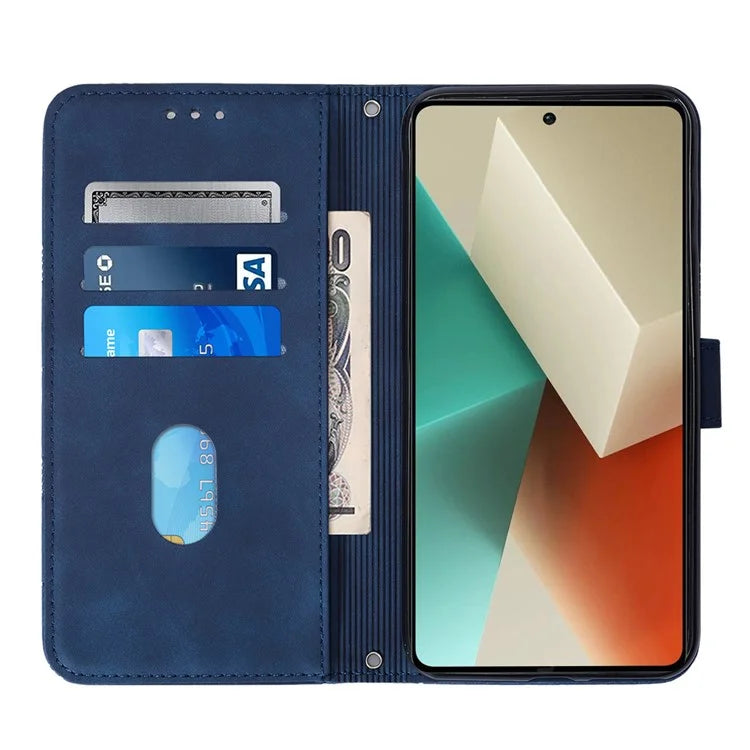 YB Imprinting Series-1 For Xiaomi Redmi Note 13 5G Case Line Pattern PU Leather Flip Phone Cover