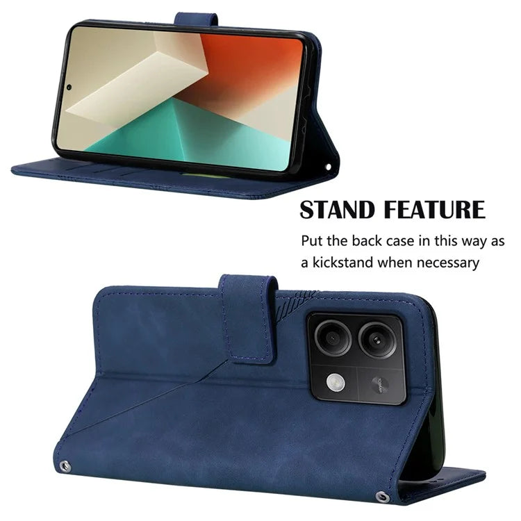 YB Imprinting Series-1 For Xiaomi Redmi Note 13 5G Case Line Pattern PU Leather Flip Phone Cover