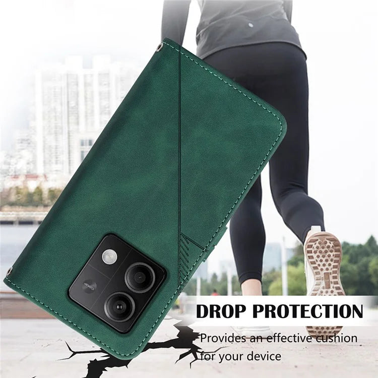 YB Imprinting Series-1 For Xiaomi Redmi Note 13 5G Case Line Pattern PU Leather Flip Phone Cover
