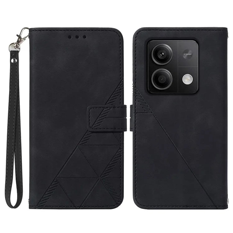 YB Imprinting Series-1 For Xiaomi Redmi Note 13 5G Case Line Pattern PU Leather Flip Phone Cover