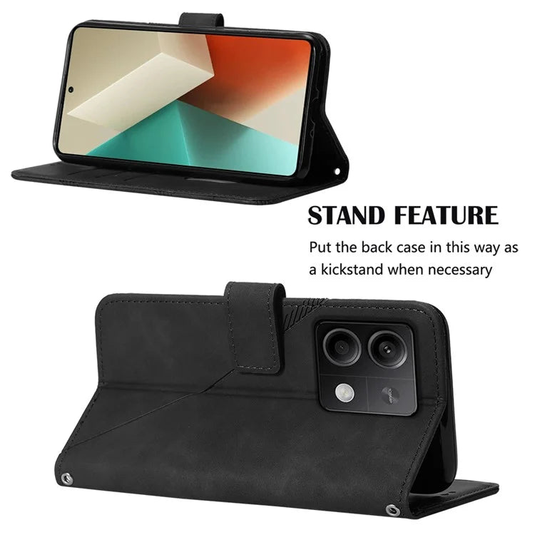 YB Imprinting Series-1 For Xiaomi Redmi Note 13 5G Case Line Pattern PU Leather Flip Phone Cover