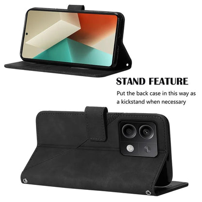 YB Imprinting Series-1 For Xiaomi Redmi Note 13 5G Case Line Pattern PU Leather Flip Phone Cover