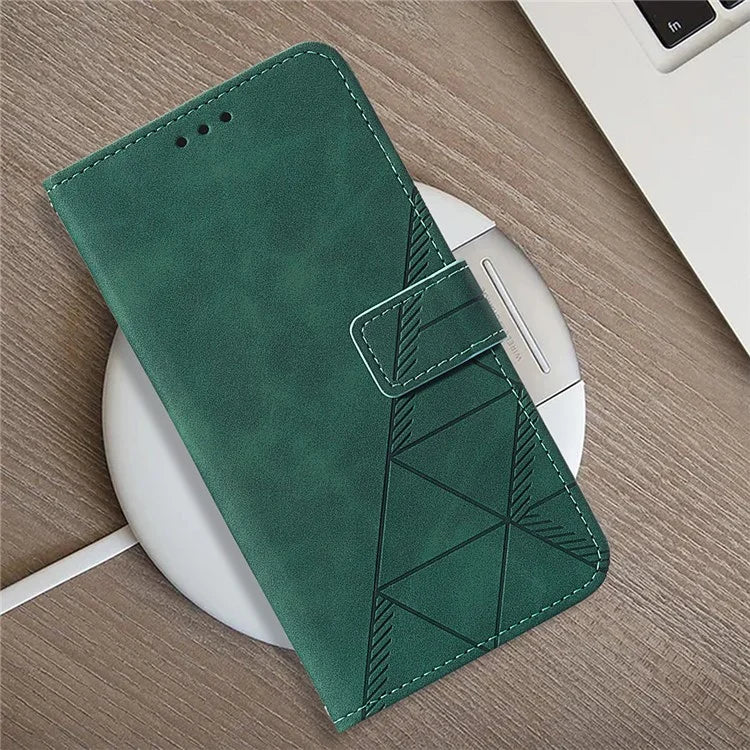 YB Imprinting Series-1 For Xiaomi Redmi Note 13 5G Case Line Pattern PU Leather Flip Phone Cover
