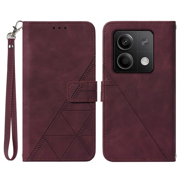 YB Imprinting Series-1 For Xiaomi Redmi Note 13 5G Case Line Pattern PU Leather Flip Phone Cover