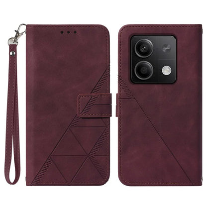 YB Imprinting Series-1 For Xiaomi Redmi Note 13 5G Case Line Pattern PU Leather Flip Phone Cover