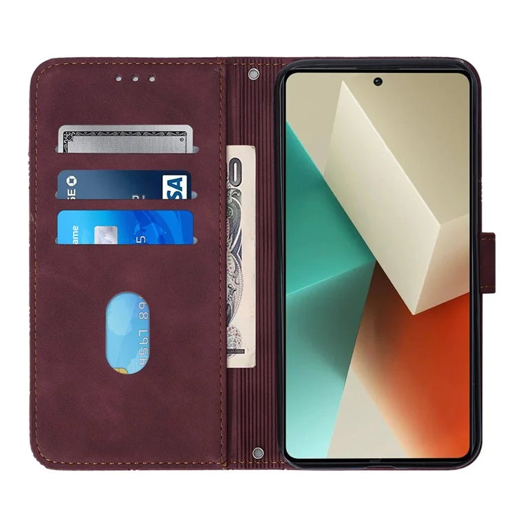 YB Imprinting Series-1 For Xiaomi Redmi Note 13 5G Case Line Pattern PU Leather Flip Phone Cover