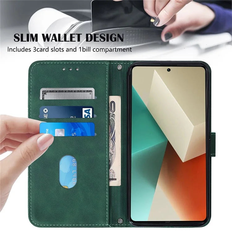 YB Imprinting Series-1 For Xiaomi Redmi Note 13 5G Case Line Pattern PU Leather Flip Phone Cover