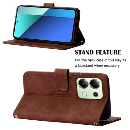 YB Imprinting Series-2 for Xiaomi Redmi Note 13 4G Case Line Pattern Leather Crossbody Phone Purse Cover