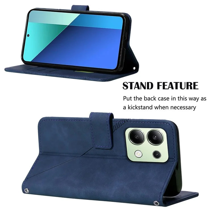 YB Imprinting Series-2 for Xiaomi Redmi Note 13 4G Case Line Pattern Leather Crossbody Phone Purse Cover