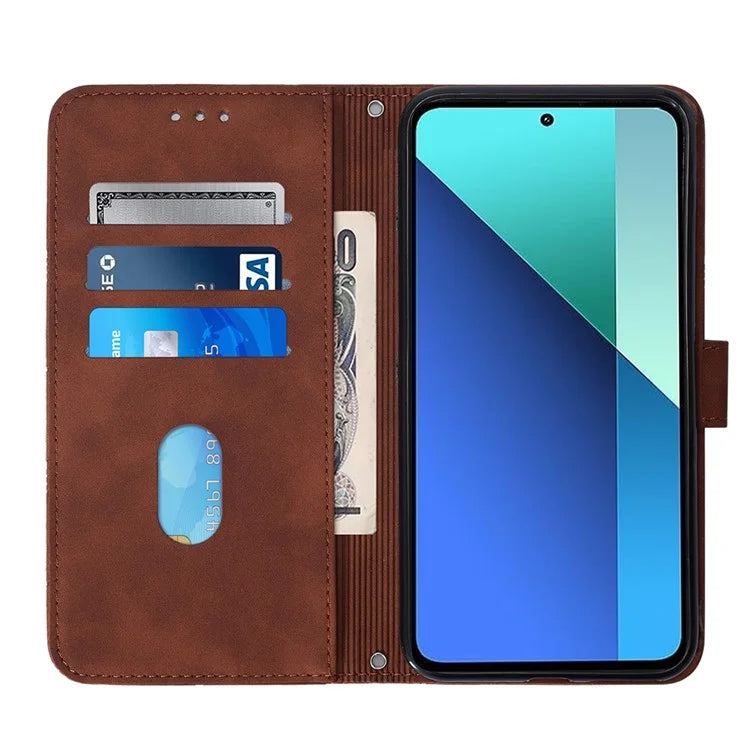 YB Imprinting Series-1 For Xiaomi Redmi Note 13 4G Wallet Case Line Pattern Hangbag PU Leather Phone Cover