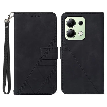 YB Imprinting Series-1 For Xiaomi Redmi Note 13 4G Wallet Case Line Pattern Hangbag PU Leather Phone Cover