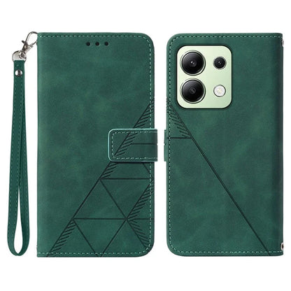 YB Imprinting Series-1 For Xiaomi Redmi Note 13 4G Wallet Case Line Pattern Hangbag PU Leather Phone Coverish Green