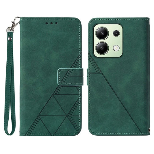 YB Imprinting Series-1 For Xiaomi Redmi Note 13 4G Wallet Case Line Pattern Hangbag PU Leather Phone Coverish Green