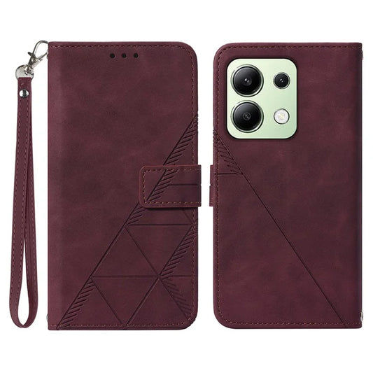 YB Imprinting Series-1 For Xiaomi Redmi Note 13 4G Wallet Case Line Pattern Hangbag PU Leather Phone Cover