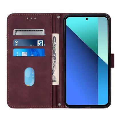 YB Imprinting Series-1 For Xiaomi Redmi Note 13 4G Wallet Case Line Pattern Hangbag PU Leather Phone Cover