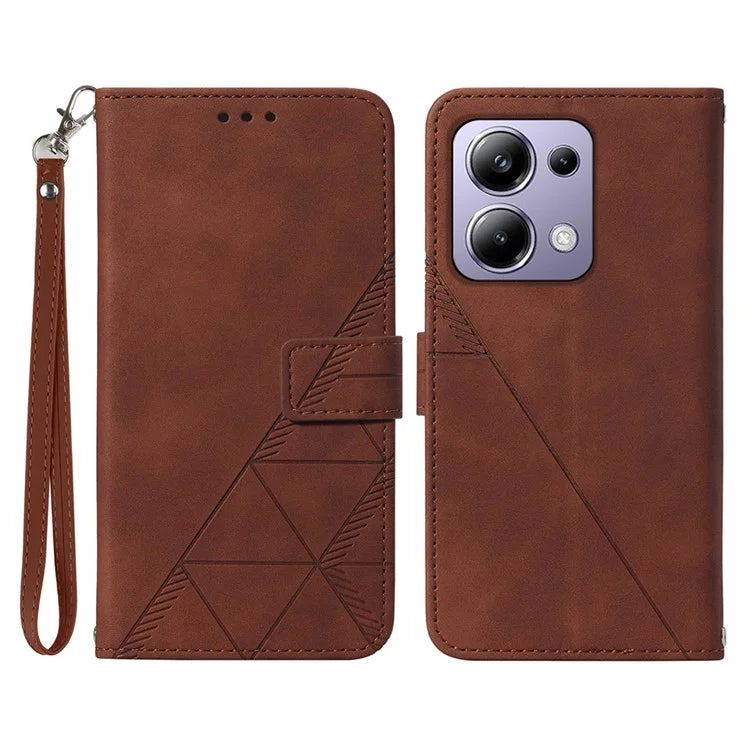 YB Imprinting Series-1 For Xiaomi Redmi Note 13 Pro 4G / Poco M6 Pro 4G Case with Strap PU Leather Stand Phone Cover