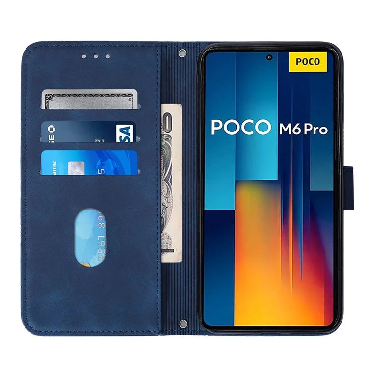 YB Imprinting Series-1 For Xiaomi Redmi Note 13 Pro 4G / Poco M6 Pro 4G Case with Strap PU Leather Stand Phone Cover