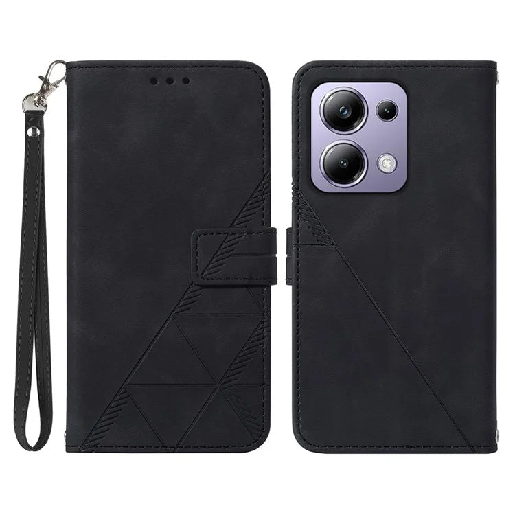 YB Imprinting Series-1 For Xiaomi Redmi Note 13 Pro 4G / Poco M6 Pro 4G Case with Strap PU Leather Stand Phone Cover
