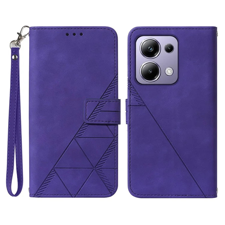 YB Imprinting Series-1 For Xiaomi Redmi Note 13 Pro 4G / Poco M6 Pro 4G Case with Strap PU Leather Stand Phone Cover