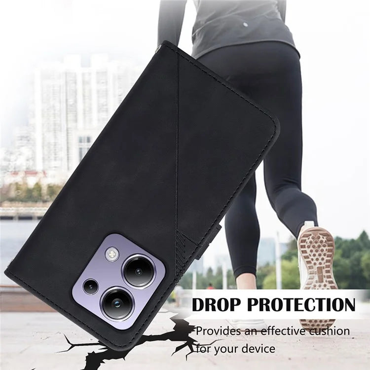YB Imprinting Series-1 For Xiaomi Redmi Note 13 Pro 4G / Poco M6 Pro 4G Case with Strap PU Leather Stand Phone Cover