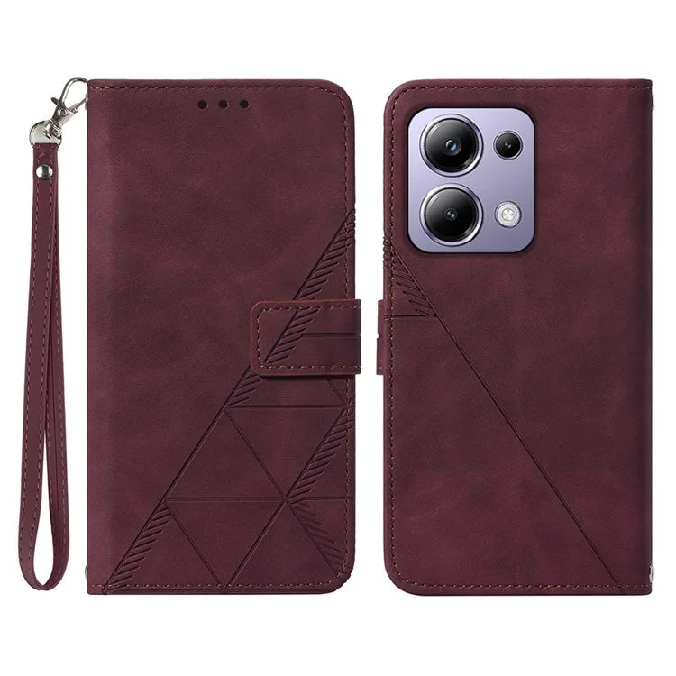 YB Imprinting Series-1 For Xiaomi Redmi Note 13 Pro 4G / Poco M6 Pro 4G Case with Strap PU Leather Stand Phone Cover