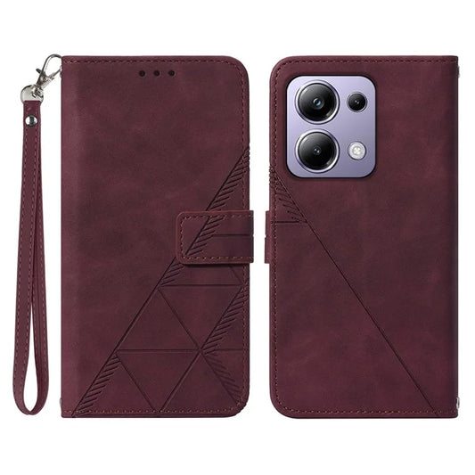 YB Imprinting Series-1 For Xiaomi Redmi Note 13 Pro 4G / Poco M6 Pro 4G Case with Strap PU Leather Stand Phone Cover