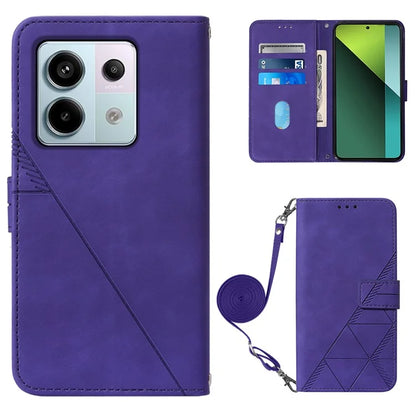 YB Imprinting Series-2 for Xiaomi Redmi Note 13 Pro 5G / Poco X6 5G Case Leather Phone Cover with Crossbody Strap