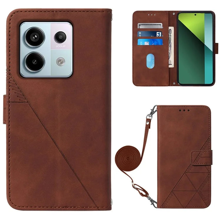 YB Imprinting Series-2 for Xiaomi Redmi Note 13 Pro 5G / Poco X6 5G Case Leather Phone Cover with Crossbody Strap