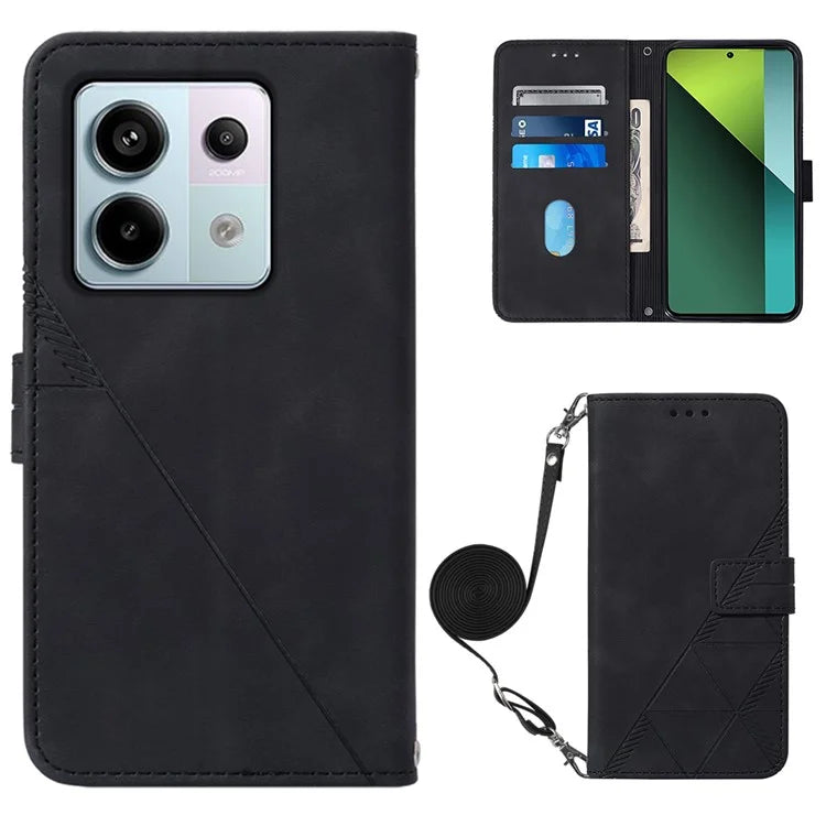 YB Imprinting Series-2 for Xiaomi Redmi Note 13 Pro 5G / Poco X6 5G Case Leather Phone Cover with Crossbody Strap