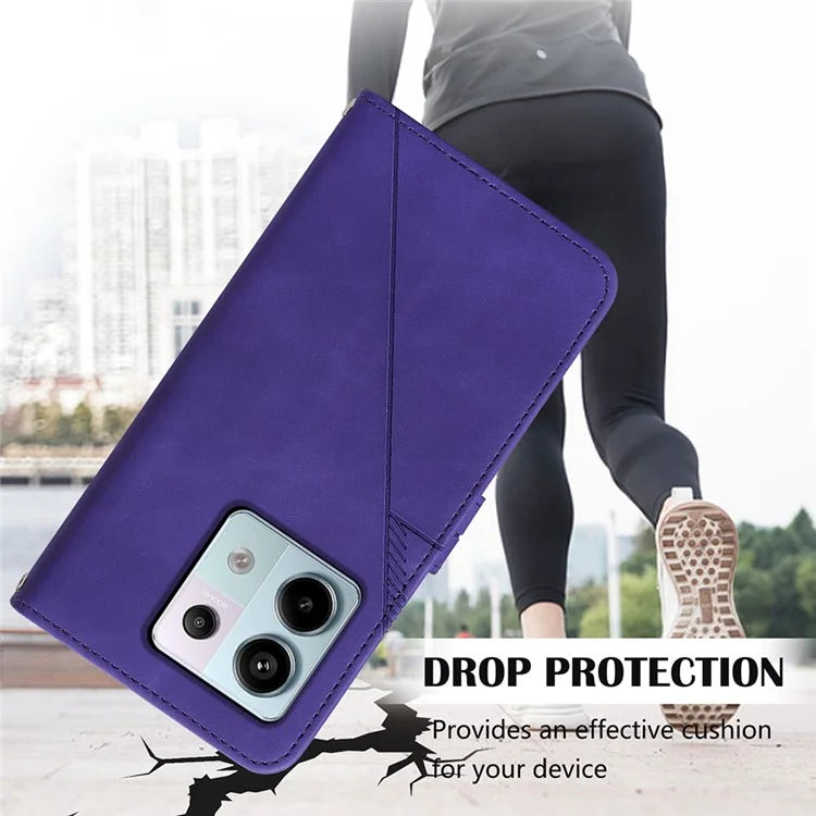 YB Imprinting Series-2 for Xiaomi Redmi Note 13 Pro 5G / Poco X6 5G Case Leather Phone Cover with Crossbody Strap