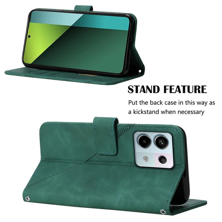 YB Imprinting Series-2 for Xiaomi Redmi Note 13 Pro 5G / Poco X6 5G Case Leather Phone Cover with Crossbody Strapish Green