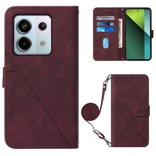 YB Imprinting Series-2 for Xiaomi Redmi Note 13 Pro 5G / Poco X6 5G Case Leather Phone Cover with Crossbody Strap