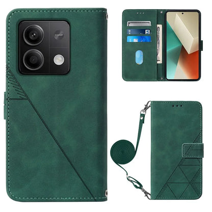 YB Imprinting Series-2 for Xiaomi Redmi Note 13 5G (Global) Case Crossbody Strap Wallet PU Leather Phone Cover