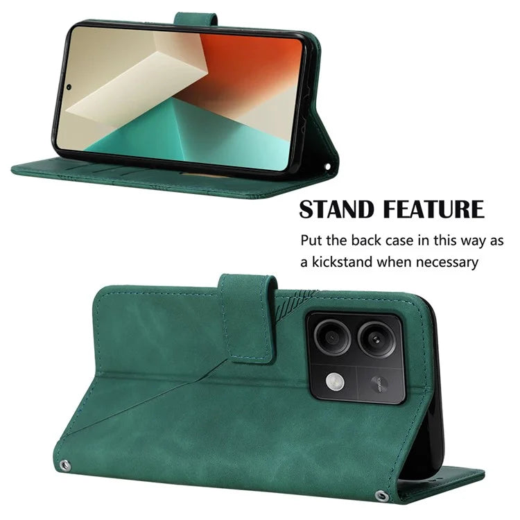 YB Imprinting Series-2 for Xiaomi Redmi Note 13 5G (Global) Case Crossbody Strap Wallet PU Leather Phone Cover