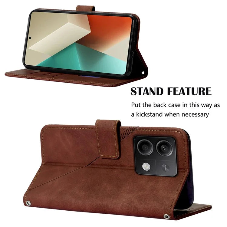 YB Imprinting Series-2 for Xiaomi Redmi Note 13 5G (Global) Case Crossbody Strap Wallet PU Leather Phone Cover