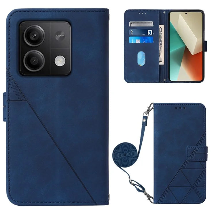 YB Imprinting Series-2 for Xiaomi Redmi Note 13 5G (Global) Case Crossbody Strap Wallet PU Leather Phone Cover