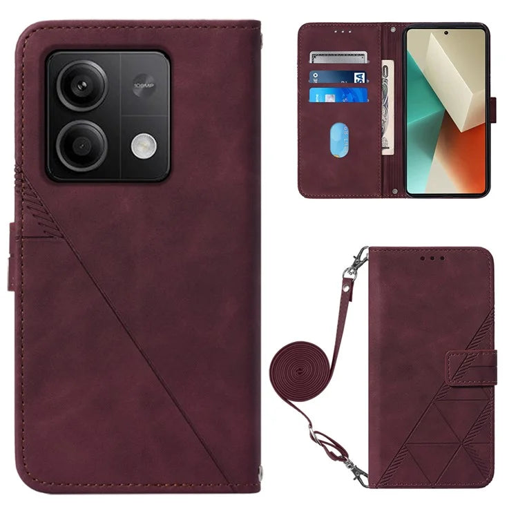 YB Imprinting Series-2 for Xiaomi Redmi Note 13 5G (Global) Case Crossbody Strap Wallet PU Leather Phone Cover