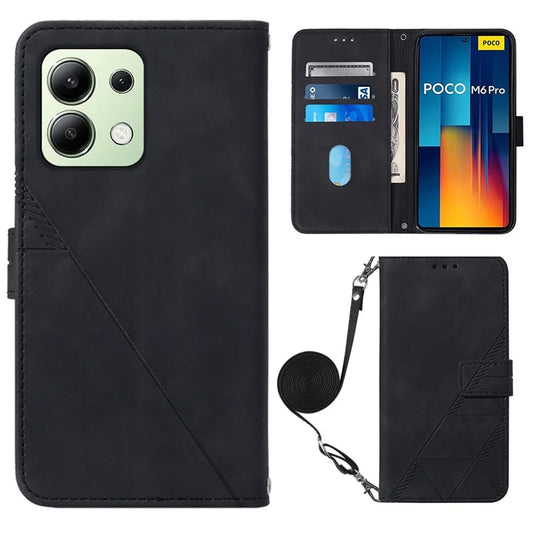 YB Imprinting Series-2 for Xiaomi Redmi Note 13 Pro 4G / Poco M6 Pro 4G Case Crossbody Design Leather Wallet Phone Cover