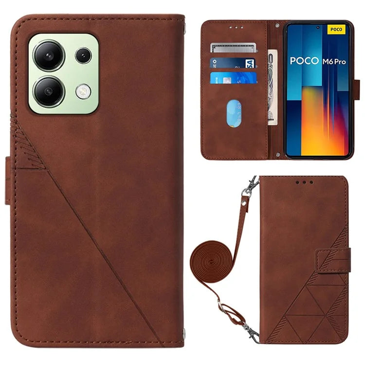 YB Imprinting Series-2 for Xiaomi Redmi Note 13 Pro 4G / Poco M6 Pro 4G Case Crossbody Design Leather Wallet Phone Cover