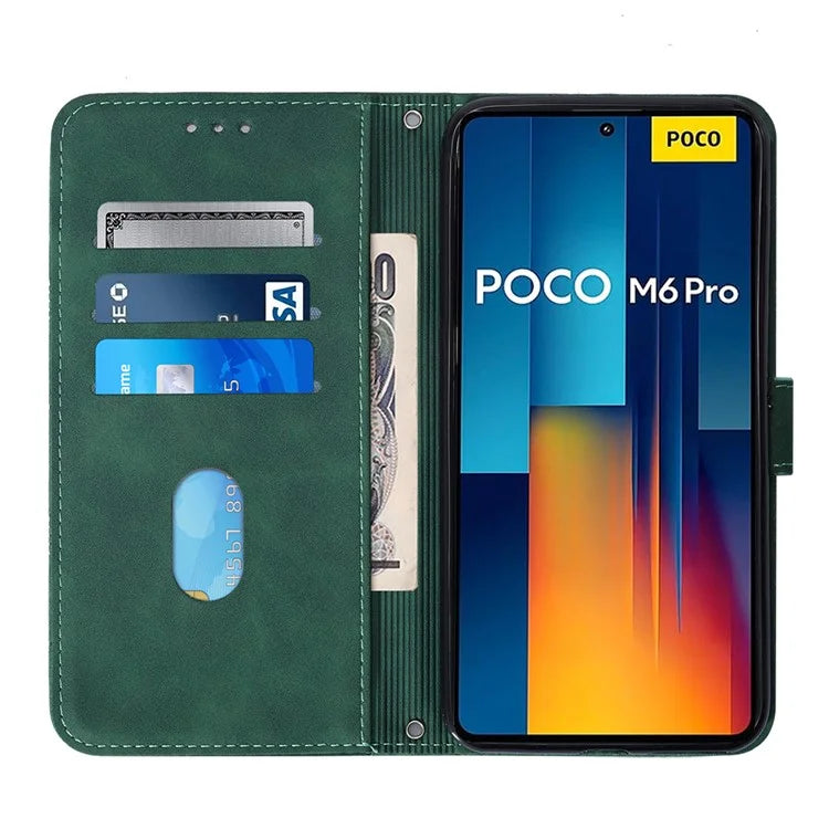 YB Imprinting Series-2 for Xiaomi Redmi Note 13 Pro 4G / Poco M6 Pro 4G Case Crossbody Design Leather Wallet Phone Coverish Green