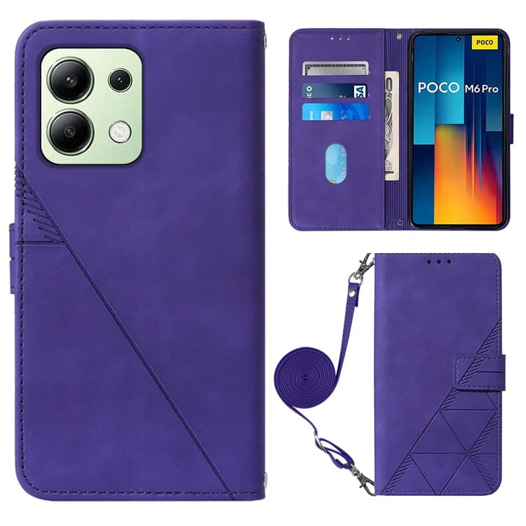 YB Imprinting Series-2 for Xiaomi Redmi Note 13 Pro 4G / Poco M6 Pro 4G Case Crossbody Design Leather Wallet Phone Cover