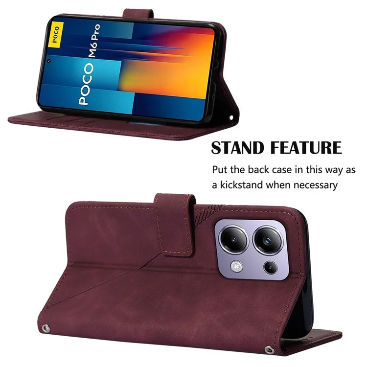 YB Imprinting Series-2 for Xiaomi Redmi Note 13 Pro 4G / Poco M6 Pro 4G Case Crossbody Design Leather Wallet Phone Cover
