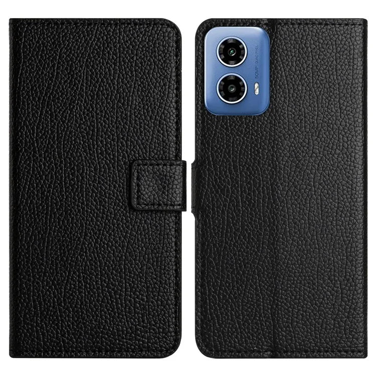 Cell Phone Cover for Motorola Moto G24 Power Case Litchi Texture PU Leather Stand Wallet