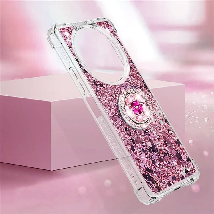 YB Quicksand Series-7 For Xiaomi Redmi A3 Case Floating Sequins Kickstand TPU Phone Cover