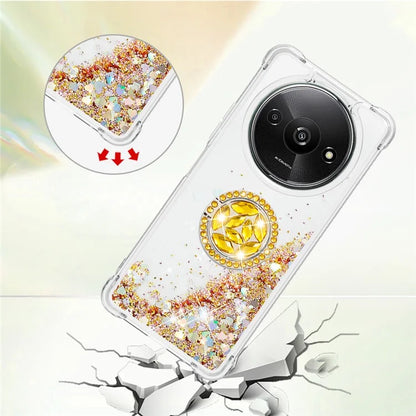 YB Quicksand Series-7 For Xiaomi Redmi A3 Case Floating Sequins Kickstand TPU Phone Cover
