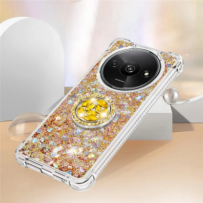 YB Quicksand Series-7 For Xiaomi Redmi A3 Case Floating Sequins Kickstand TPU Phone Cover