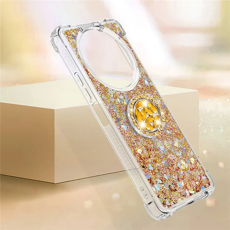 YB Quicksand Series-7 For Xiaomi Redmi A3 Case Floating Sequins Kickstand TPU Phone Cover
